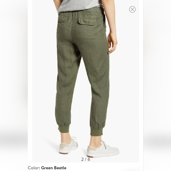 Nordstrom Carlson Linen Jogger - Large - Green Beetle - Picture 2 of 6